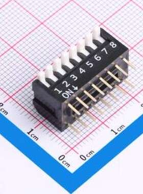 DP-08-K-T 拨码开关 8位 2.54mm间距 宽体黑色侧拨 DIP拨码开关
