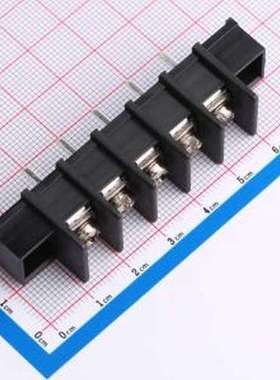 WJ45S-A-9.5-5P 栅栏式接线端子 间距P=9.5mm 5Pin位 边脚 黑色