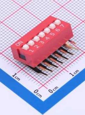 DA-07-R-T 拨码开关 红色90度弯脚 7位 KE拨码开关