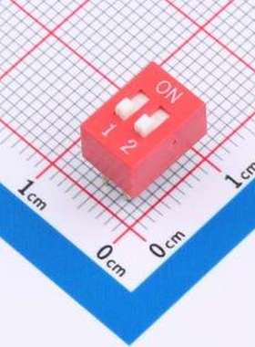 DS-02-R 拨码开关 拨码开关2.54mm间距,红色2PIN/位 立式直插平拨