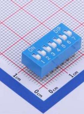 TA-07R 拨码开关 拨码开关蓝色07P-180度 间距2.54mm 立式直插正
