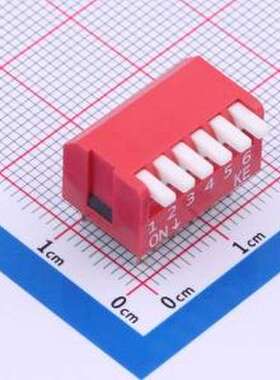 DSDP06LHGETR 拨码开关 2.54mm 宽体红色6位琴键式拨码开关