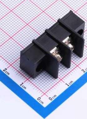 WJ25S-A-7.62-2P 栅栏式接线端子 间距P=7.62mm 2Pin位 边脚 黑色