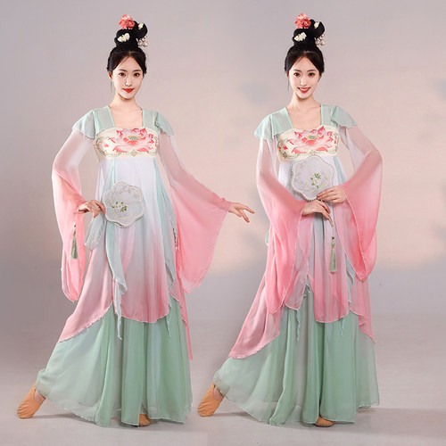 古典舞蹈服女飘逸中国舞齐胸汉元素汉唐仙气纱衣大摆裙演出服套装