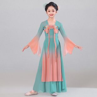 中国风古典舞蹈服女身韵飘逸渐变长款 纱衣仙气表演服形体演出服饰