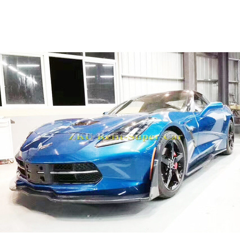 适用于雪弗兰14-19科尔维特 c7 z06碳纤维后尾唇前唇侧裙尾翼机盖