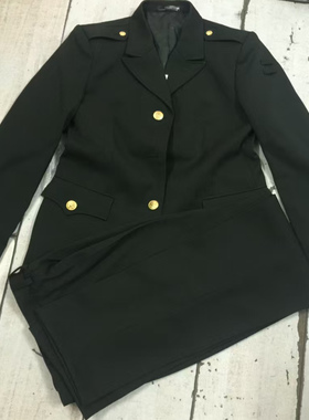 女款正装松枝绿外套裤子春季秋季西装套装冬季中山装冬常服套装