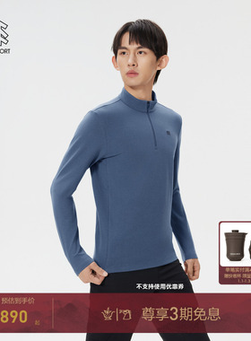 KOLON SPORT可隆户外休闲衣男士仿羊驼质感半拉链长袖T恤