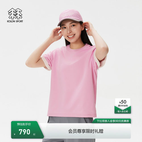 KOLON SPORT可隆吸湿速干T恤女士日常露营GRAPHIC印花短袖T恤