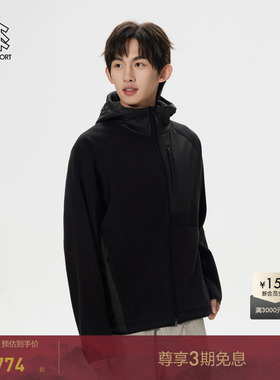 KOLON SPORT可隆露营秋冬男士抓绒夹克保暖轻便宽松连帽梭织外套