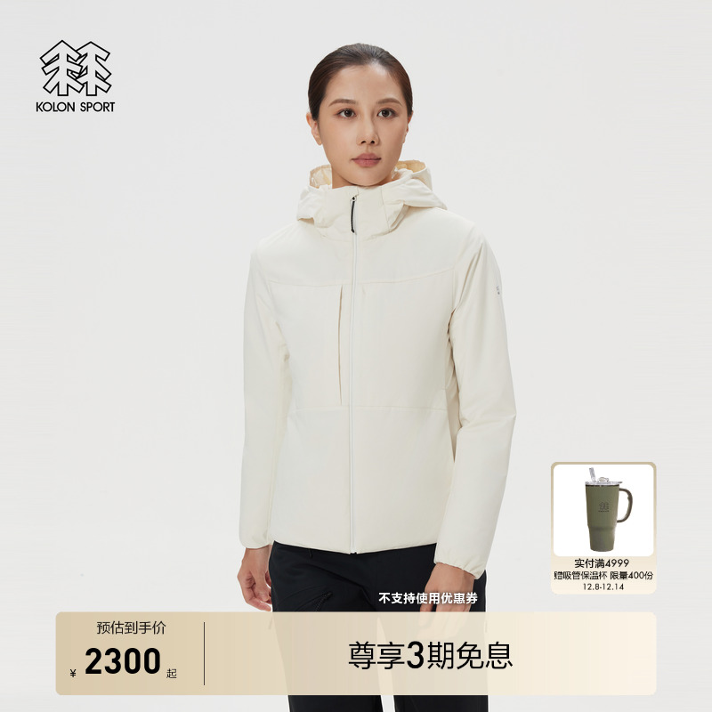 KOLON SPORT可隆保暖棉衣防泼水防风耐磨P棉女士中间层棉服夹克