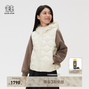 KOLON SPORT可隆羽绒衣女士SOTSOT连帽羽绒马夹自收纳鹅绒背心