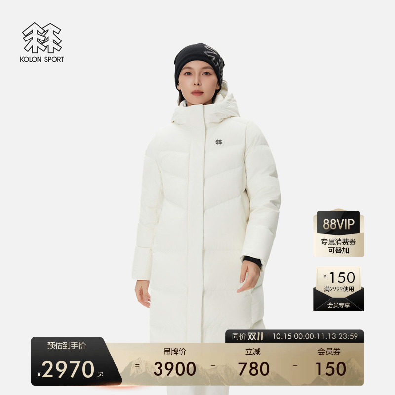 KOLON SPORT可隆羽绒衣冬防泼水防风男女BENCH长款2L羽绒夹克