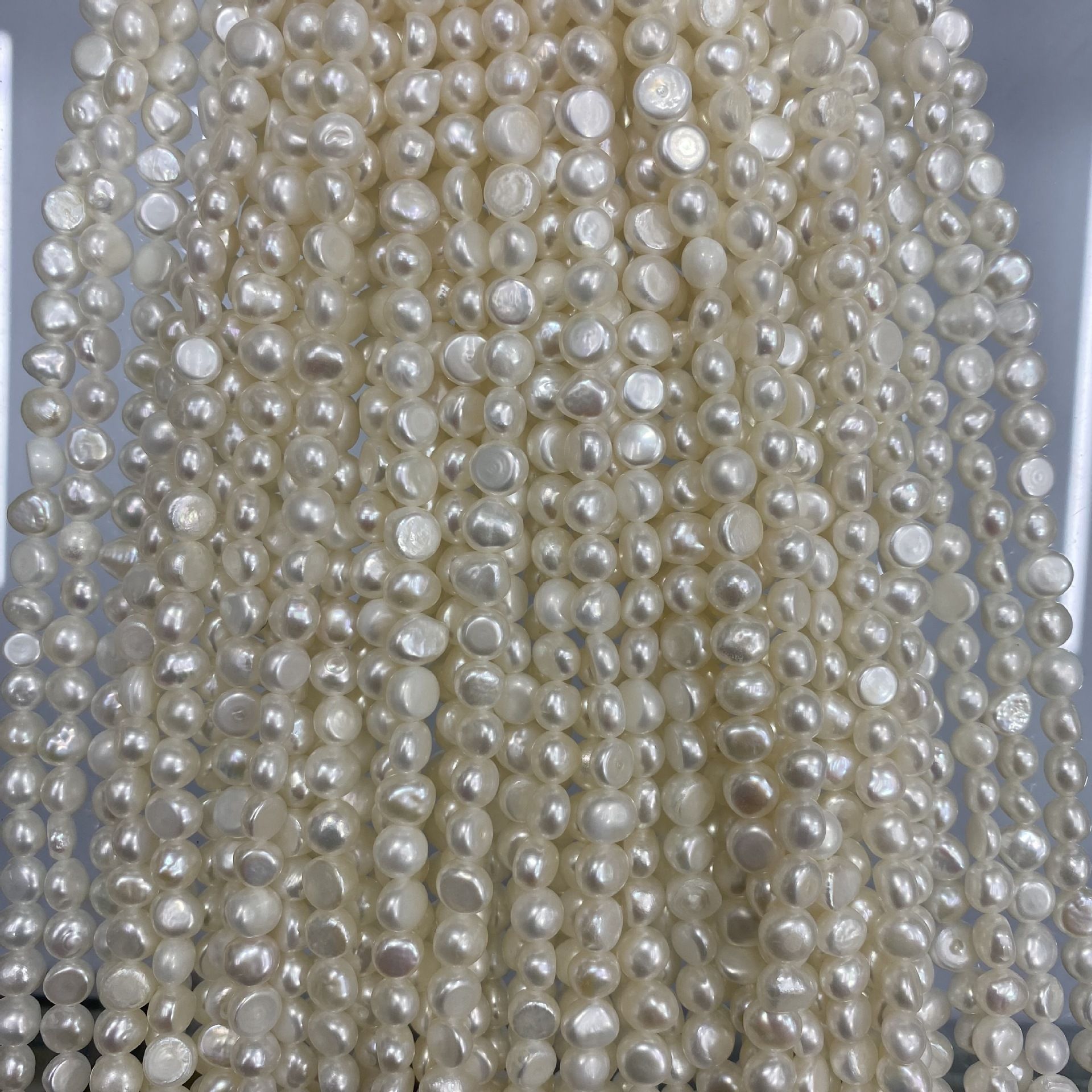 7~8mm直销巴洛克珍珠横孔天然淡水两面光异形散珠diy饰品配件隔片