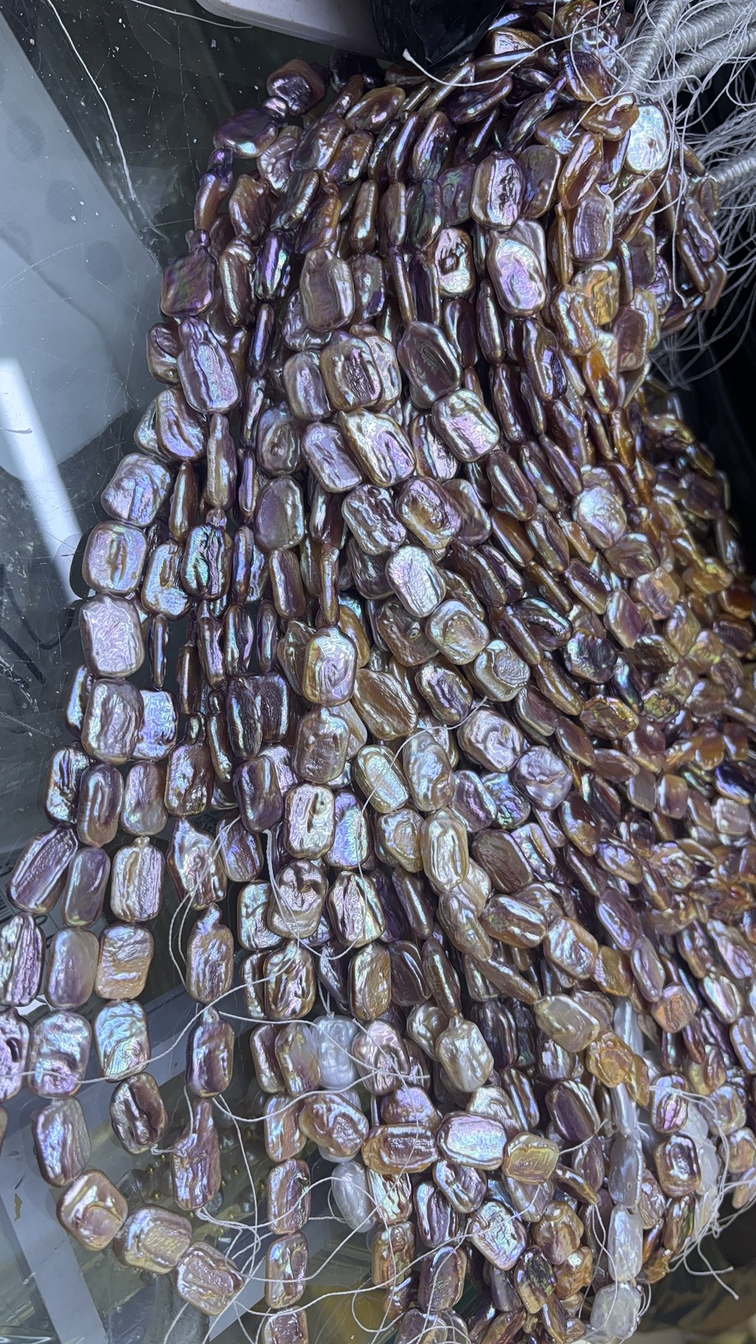 淡水珍珠巴洛克风格长形白色紫色彩色一条价大慨一条17一18个