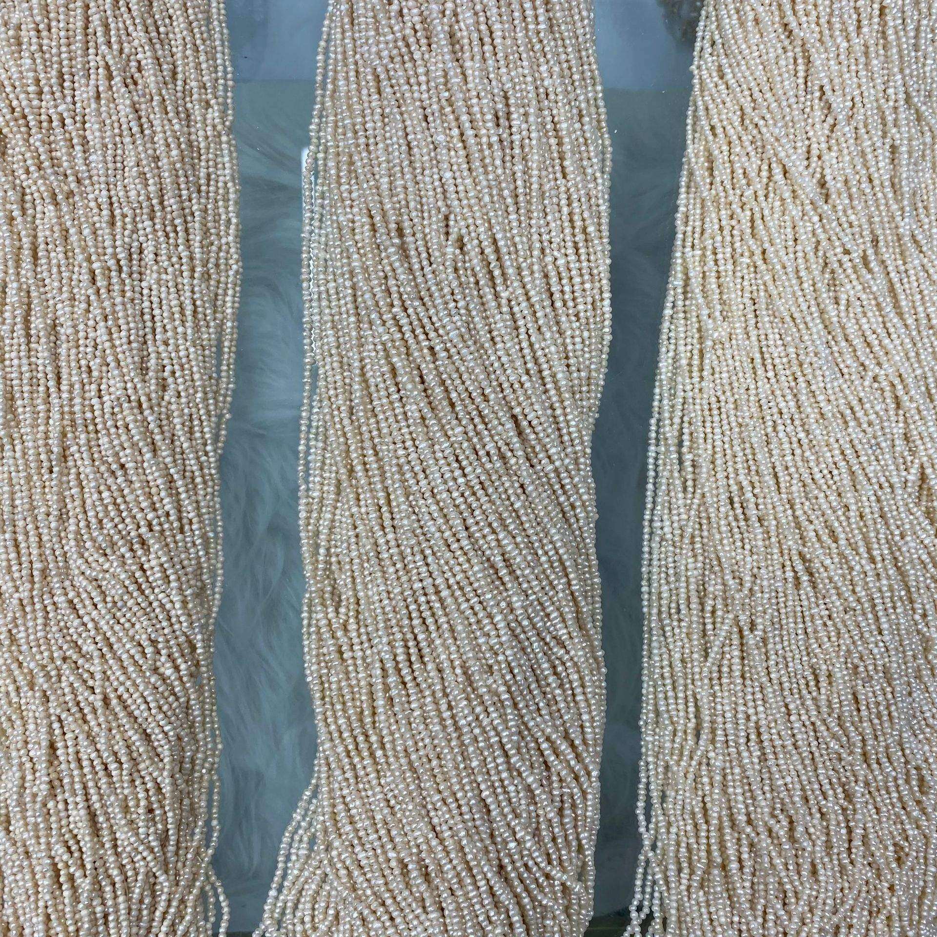 天然淡水珍珠 2~3mm 近圆 小隔片 土豆圆 椭圆 DIY项链手链