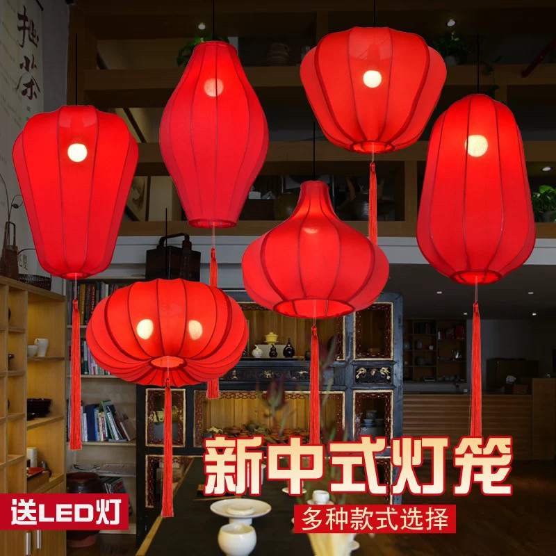 中式红灯笼布艺中国风街道景区异形餐厅饭店商场婚礼吊挂装饰灯笼