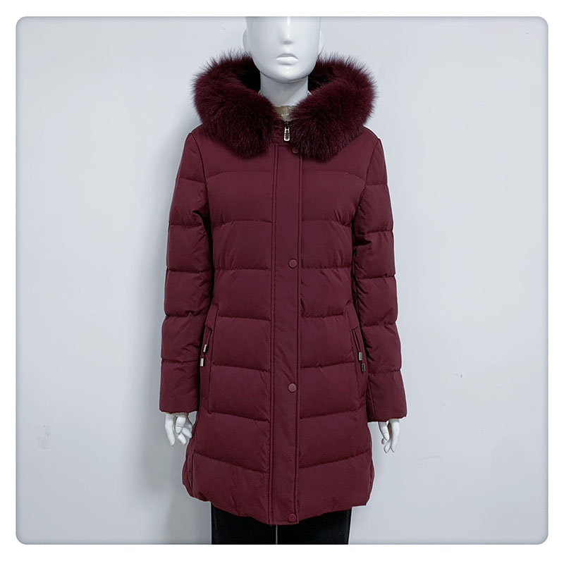 【闭店清仓】，214854福太太妈妈穿大码狐狸毛领带帽厚款羽绒服