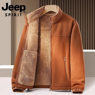 加絨加厚男士 JEEP 2025年新款 開(kāi)衫 SPIRIT吉普搖粒絨外套男秋冬季
