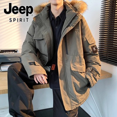 吉普棉衣加绒加厚保暖外套中长款