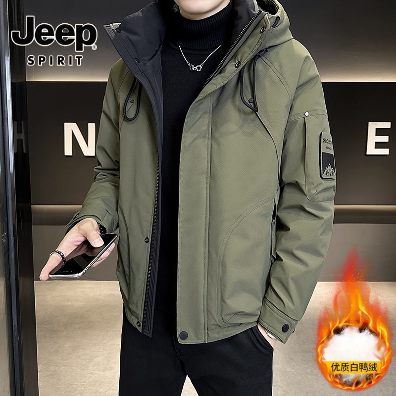 吉普高品质防寒白鸭绒保暖羽绒服