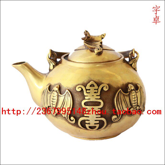 宇卓铜器 纯铜壶 黄铜壶 铜蝙蝠酒壶 茶壶 水壶  家居工艺品摆件