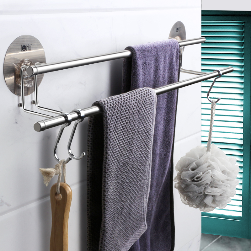挂架免打孔粘贴轻奢双杆毛巾杆