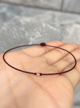 0.5mm超细本命年不褪色红绳diy手链14k18k纯金珠手工编织手链手绳