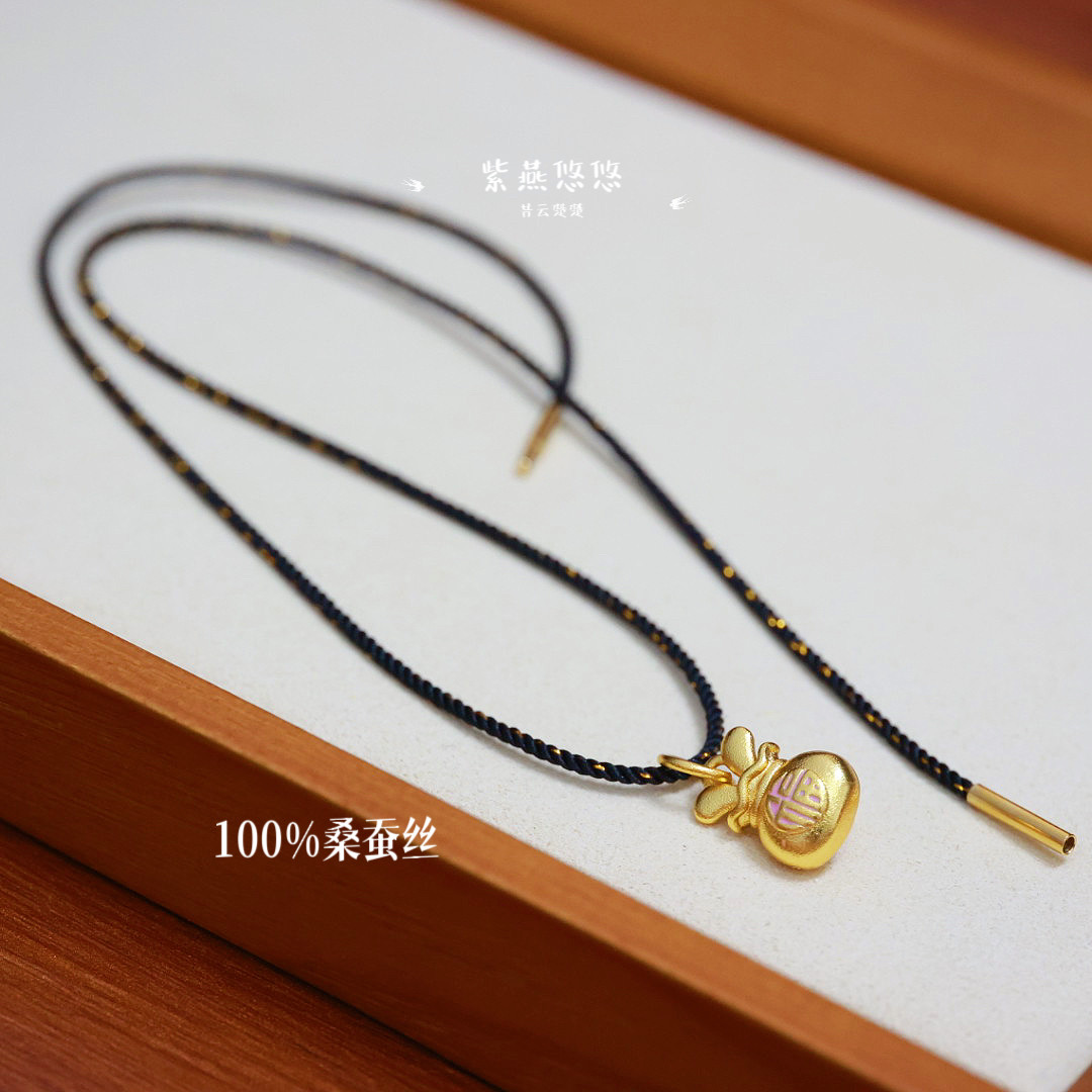 100%桑蚕丝编绳项链绳挂坠绳吊坠绳锁骨链男女真丝挂绳手工编织