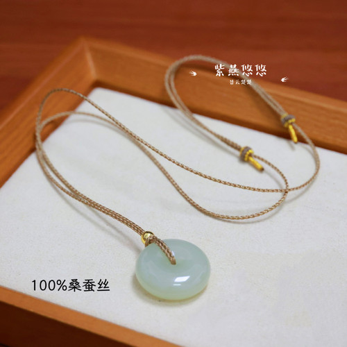 100%桑蚕丝项链绳1mm超细锁骨绳调节抽拉吊坠挂绳黄金配绳手工编