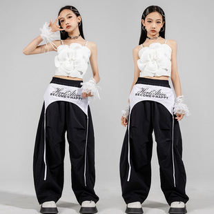爵士舞服装女童套装韩版露脐上衣背心jazz卫裤子少儿时髦流行舞