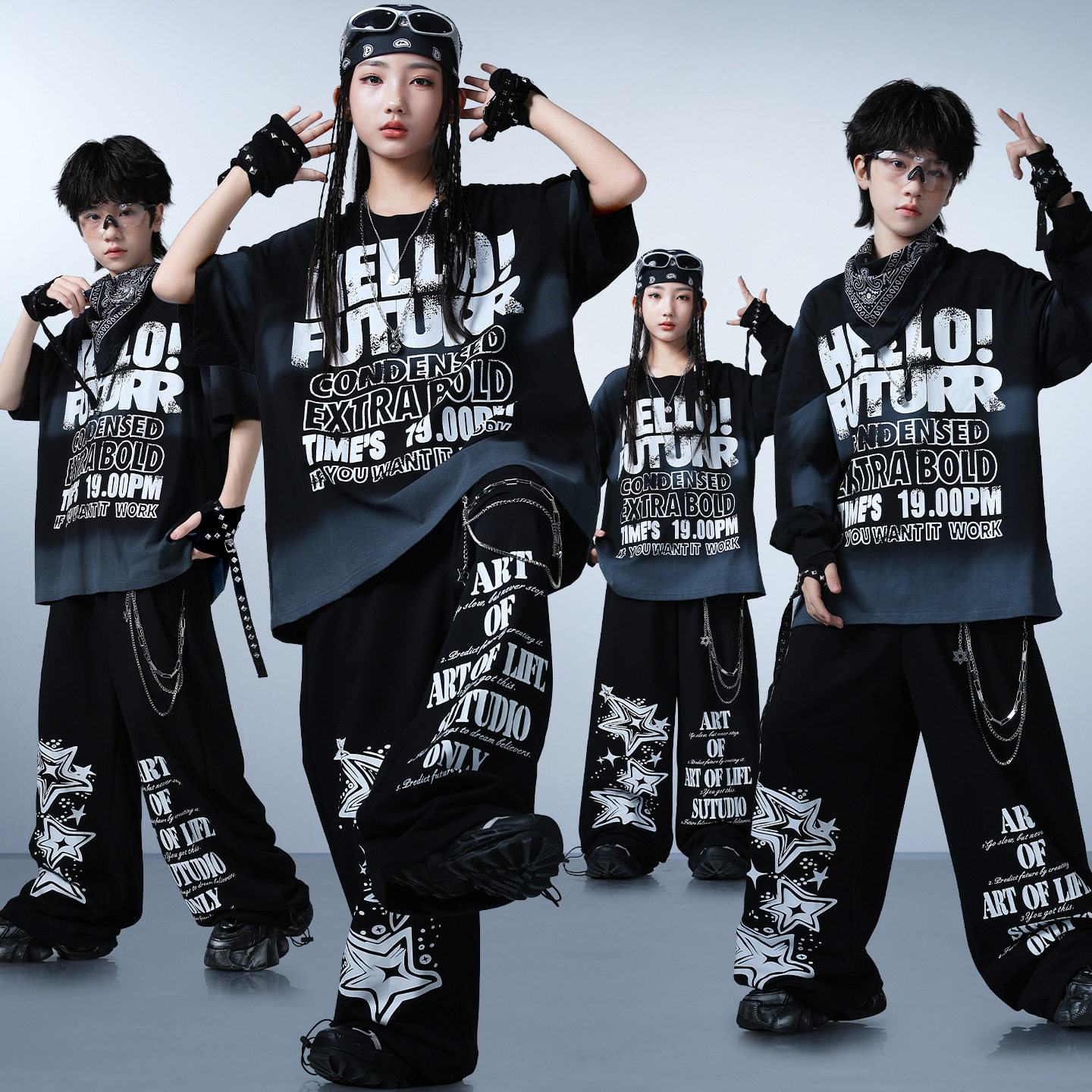 儿童街舞嘻哈架子鼓hiphop表演服
