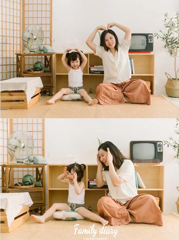 2025新款儿童实景摄影棚拍照道具日系家居榻榻米中大童亲子主题