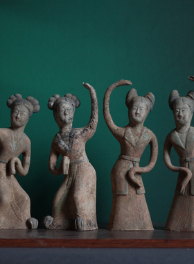 唐代仕女乐舞俑唐朝跳舞俑侍女坐俑女俑仿古陶俑摆件影视剧摆设