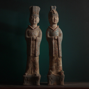 仿古陶器文官武官唐三彩人物彩绘武士俑唐代老物件影视剧道具摆设