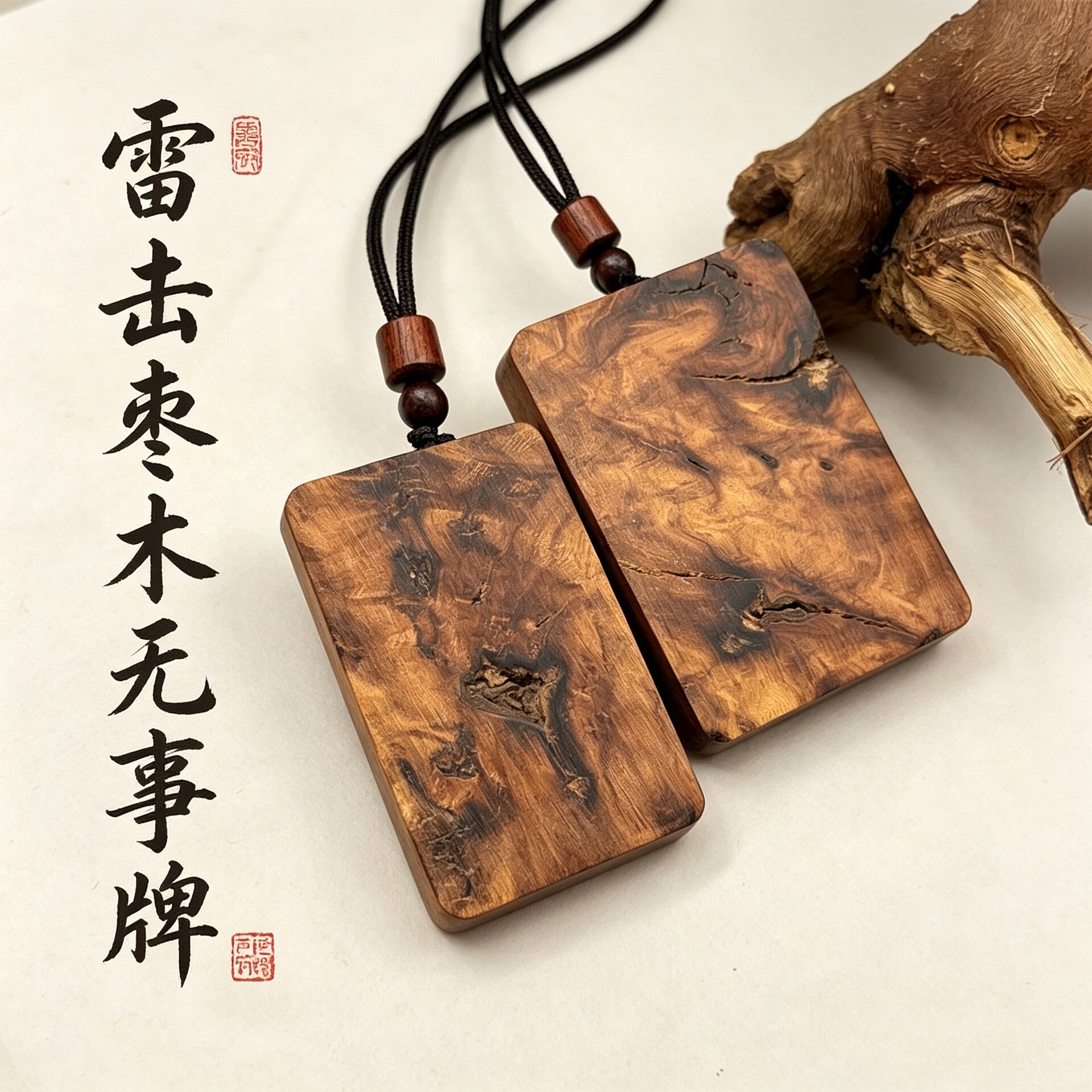 雷击吊牌天然枣木木牌无事牌坠挂件雷焦手把雕刻饰品工厂批发直销