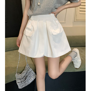 女夏秋新款 裙短裤 遮胯显瘦休闲裤 裤 女 子胖m气质高腰A版 设计感裙裤