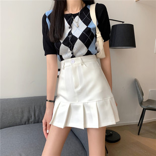 潮 半身裙女春夏胖mm显瘦褶皱小个子a字裙学生包臀短裙裤 大码 韩版