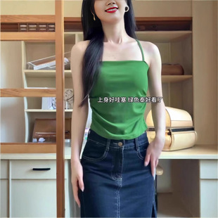 显瘦短款 胸衣无袖 上衣 小吊带背心女夏外穿美背文胸一体式 新款