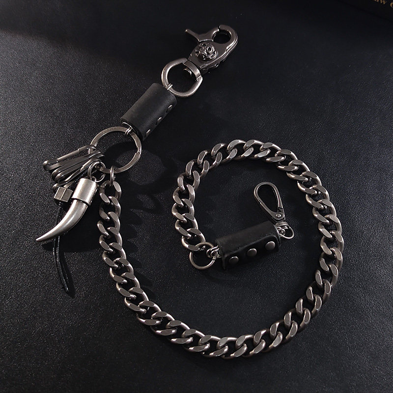 个性狼牙裤链高街金属财布链钱包潮男朋克摇滚复古腰链工装裤配饰