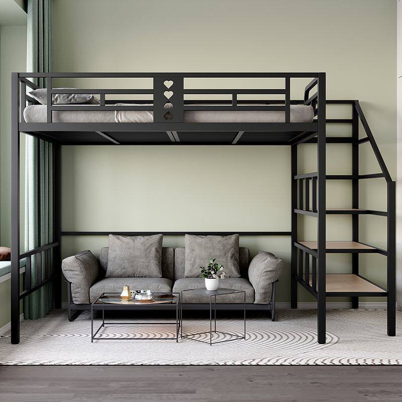 简约小户型复式铁艺高架床loft上床下空树屋阁楼儿童床定制加厚图片