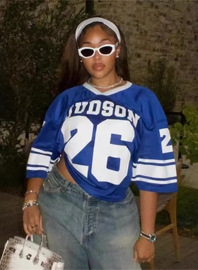 Loose fashion street casual printed sports jersey shirt shor