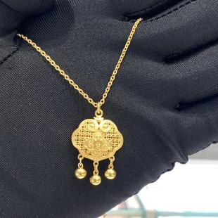 周大福代购 经典传承镂空祥云足金黄金项链女 克减80 计价F234568