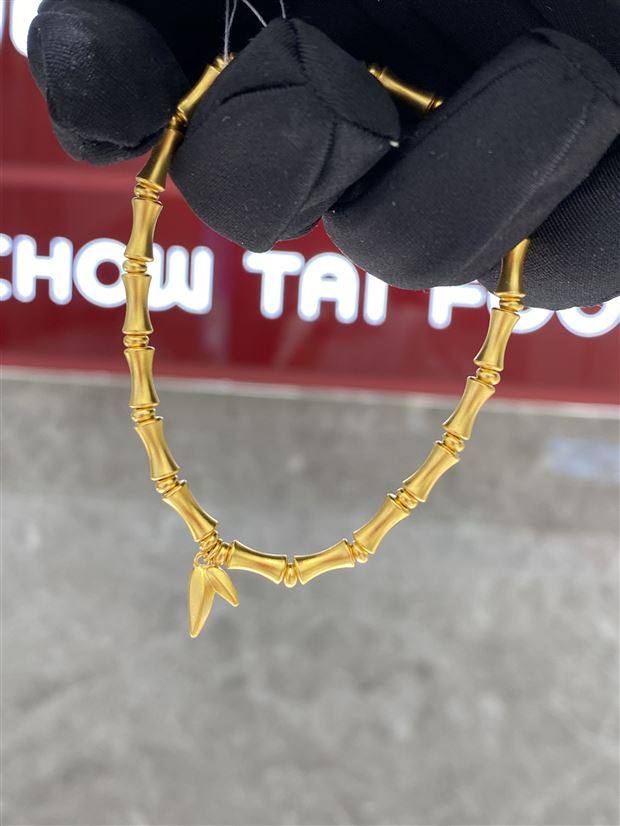 周大福竹节古法节节高升黄金手链图片
