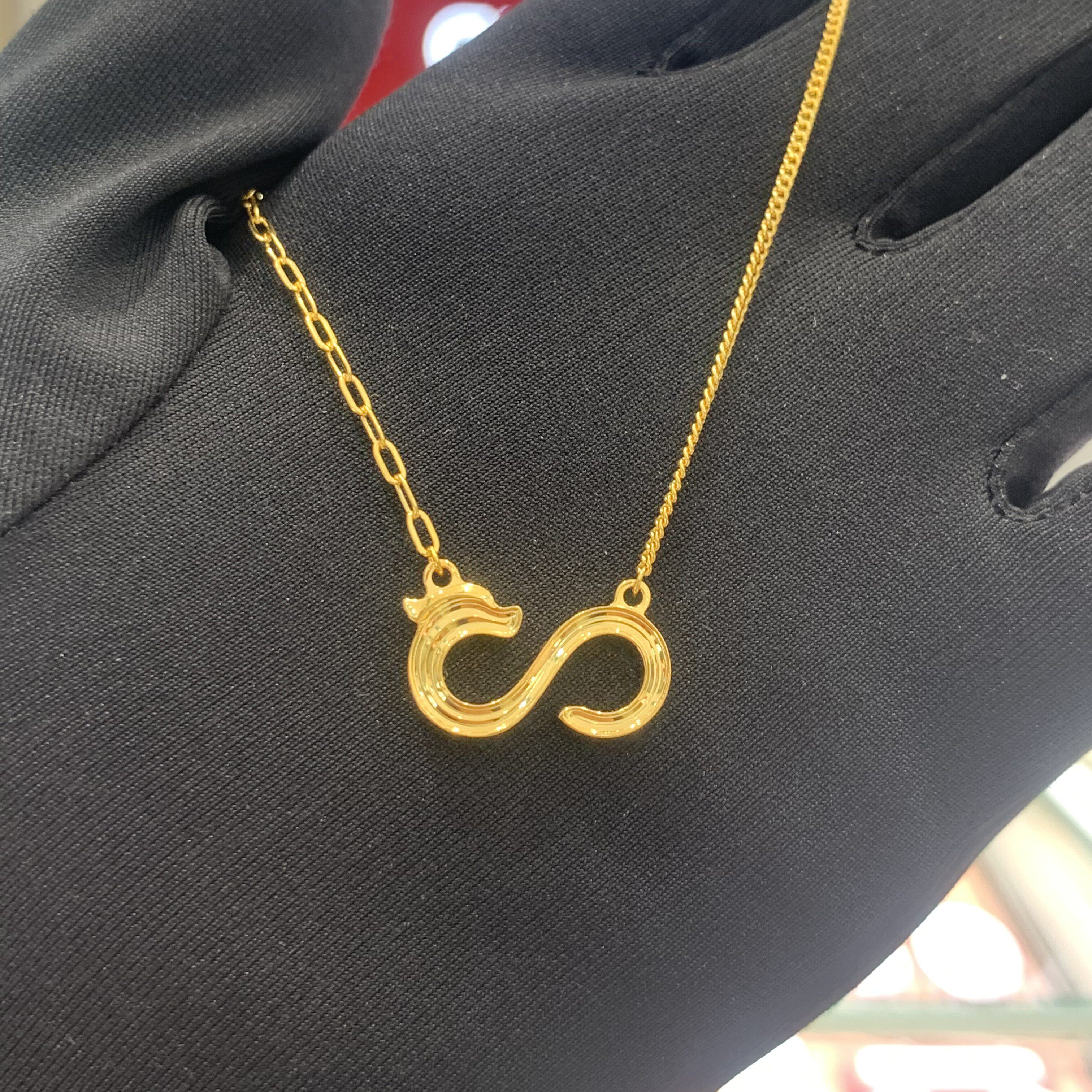 周大福代购 龙年生肖足金金龙纳福黄金项链女 克减80 计价f234204