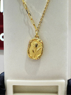 周大福代购足金 新款郁金香复古浪漫黄金项链 正品克减85 EOF1001