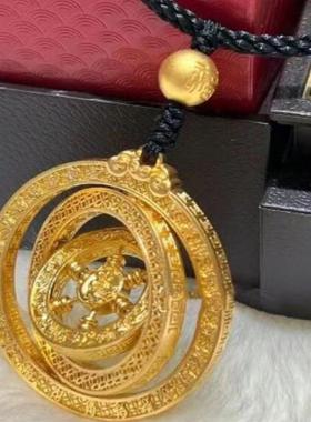 周大福代购 经典传承天地人和足金黄金吊坠女 克减80 计价F223400