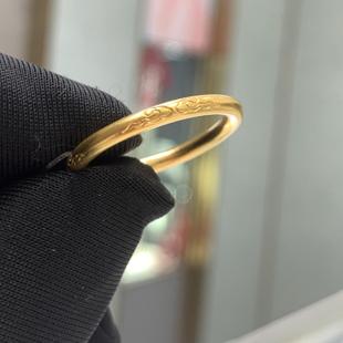 周大福代购 传承祥云足金黄金戒指古法指环女 克减80 计价F222998