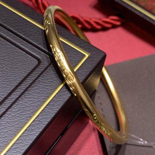 周大福代购 传承系列古法足金祥云黄金手镯女 克减80 计价F223000