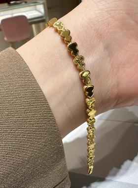 周大福闪耀鱼鳞亮面葫芦黄金手链